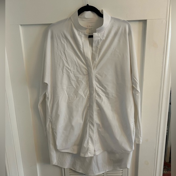 Aday Something Borrowed Shirt Womens Medium XL White Button Up Long Sleeve Nylon - Picture 5 of 10